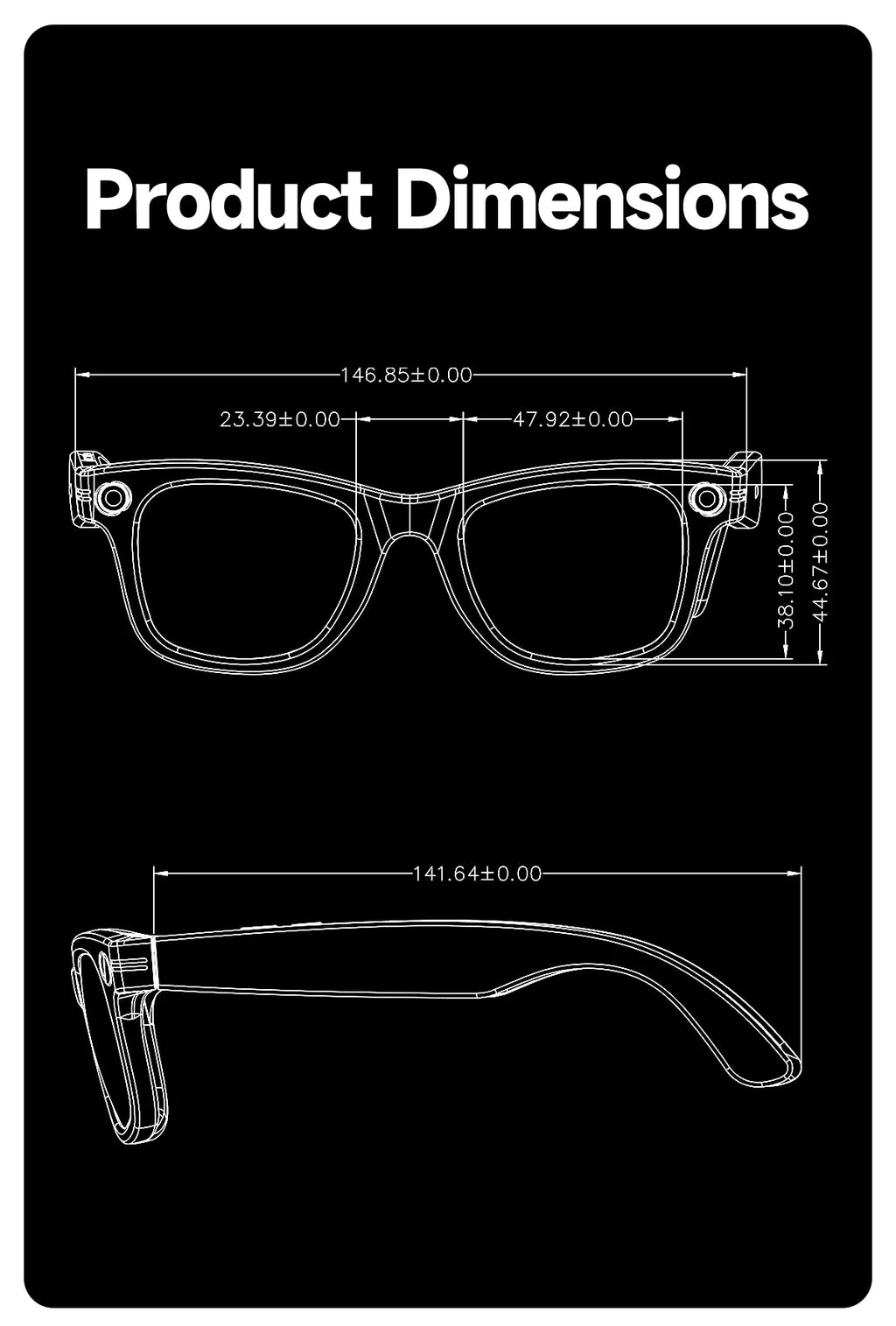 800W AI Camera Smart Glasses – Translation, Photo/Video, Waterproof, Calls, Color-Changing