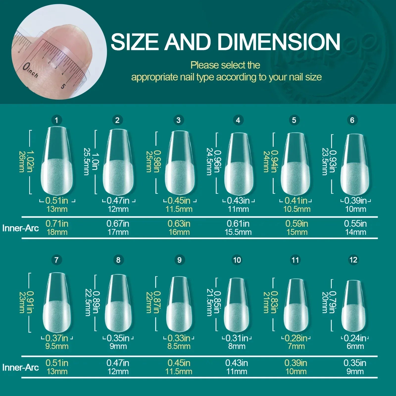 Nailpop 120pcs/box Gel X Nail Tips Medium Short Almond Shape