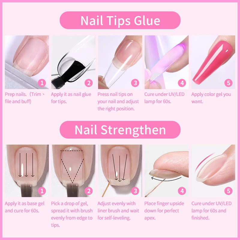BORN PRETTY 6 IN 1 Nail Glue Gel 15ML for Acrylic Nails