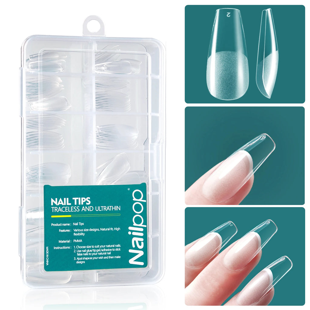 Nailpop 120pcs/box Gel X Nail Tips Medium Short Almond Shape