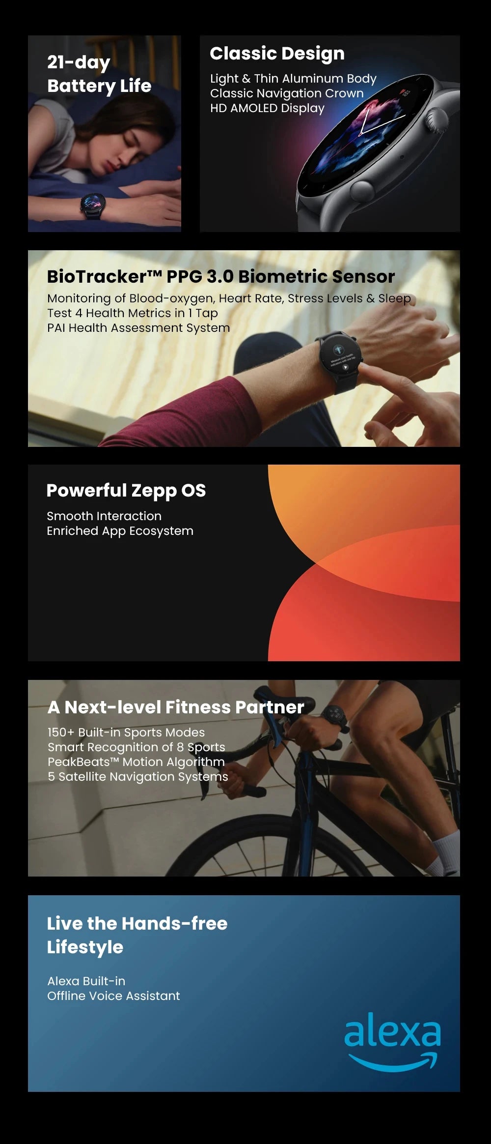 Amazfit GTR 3 Smart Watch – Alexa Built-in, 21-Day Battery