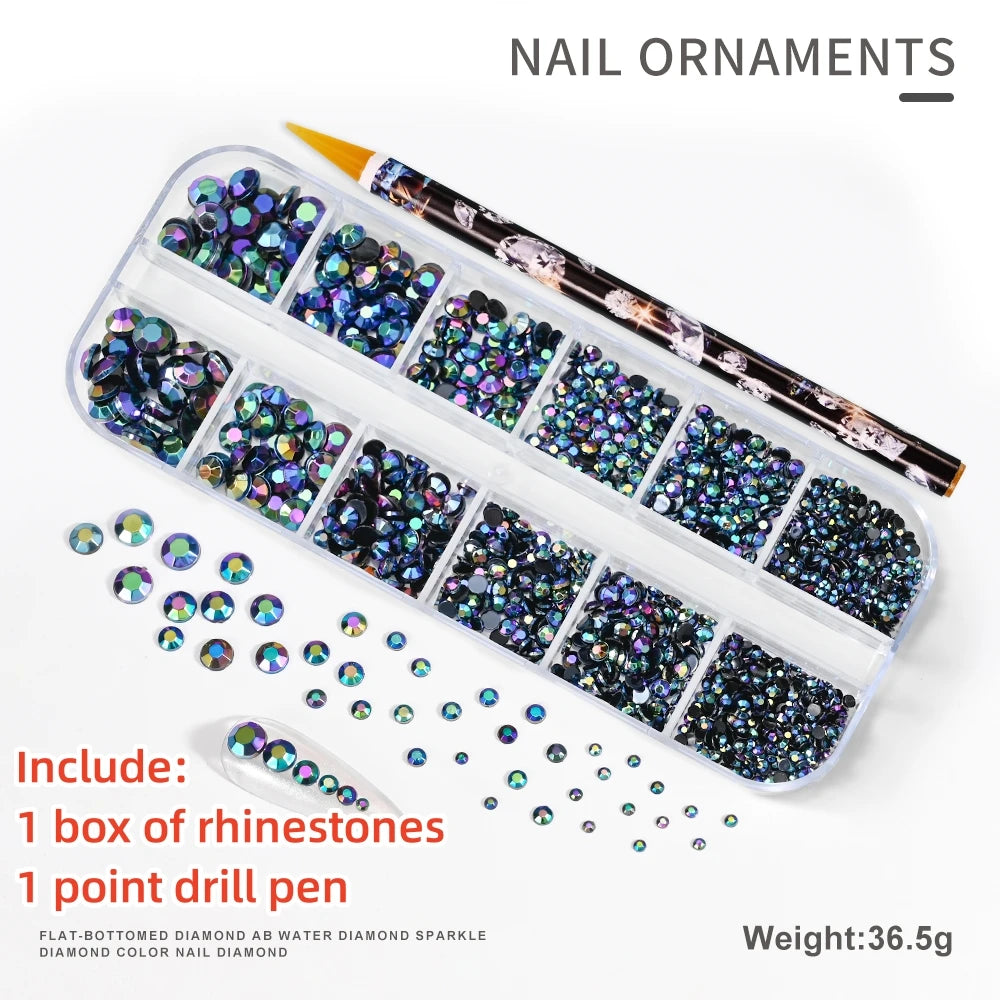 12Gird 3D Glass Crystal Nail Art