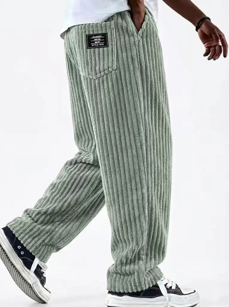 Men’s Retro Striped Corduroy Pants