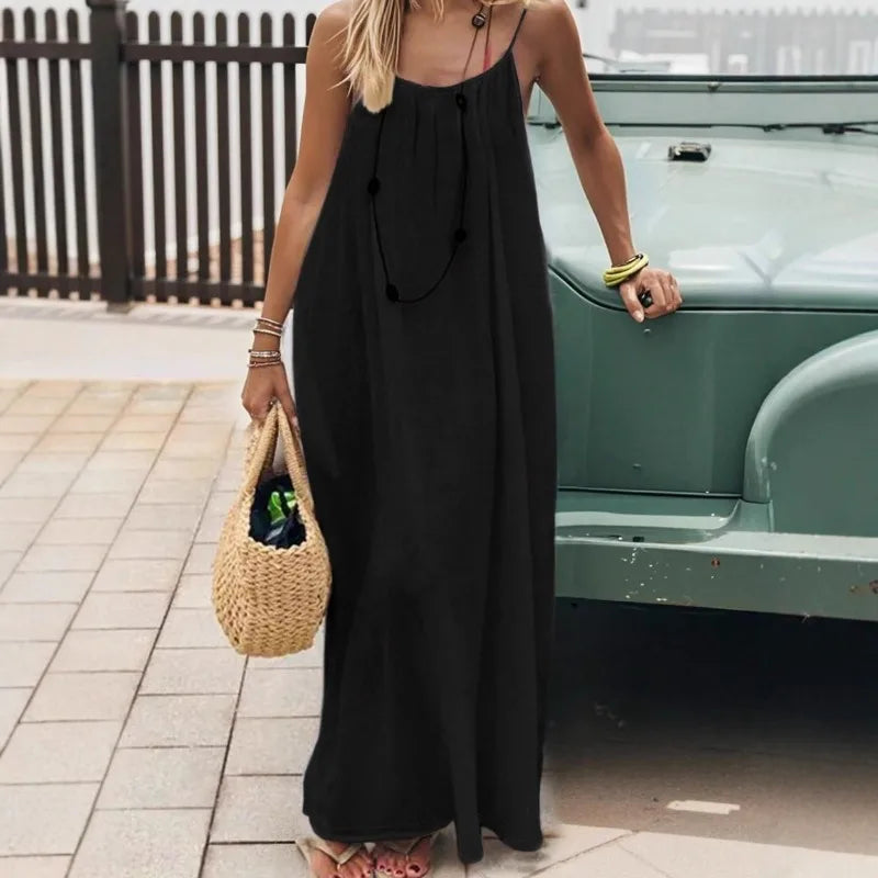 Women's Loose-Fit Spaghetti Strap Casual Summer Home Dress