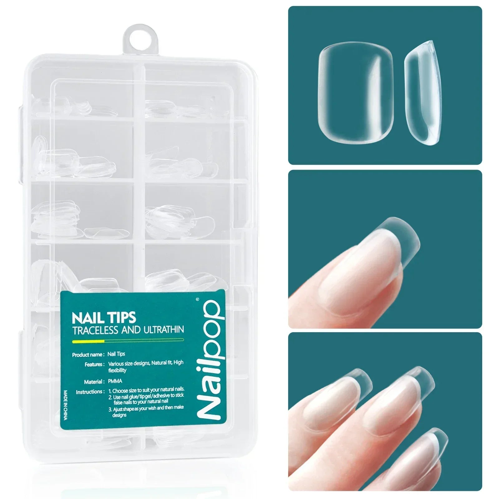 Nailpop 120pcs/box Gel X Nail Tips Medium Short Almond Shape