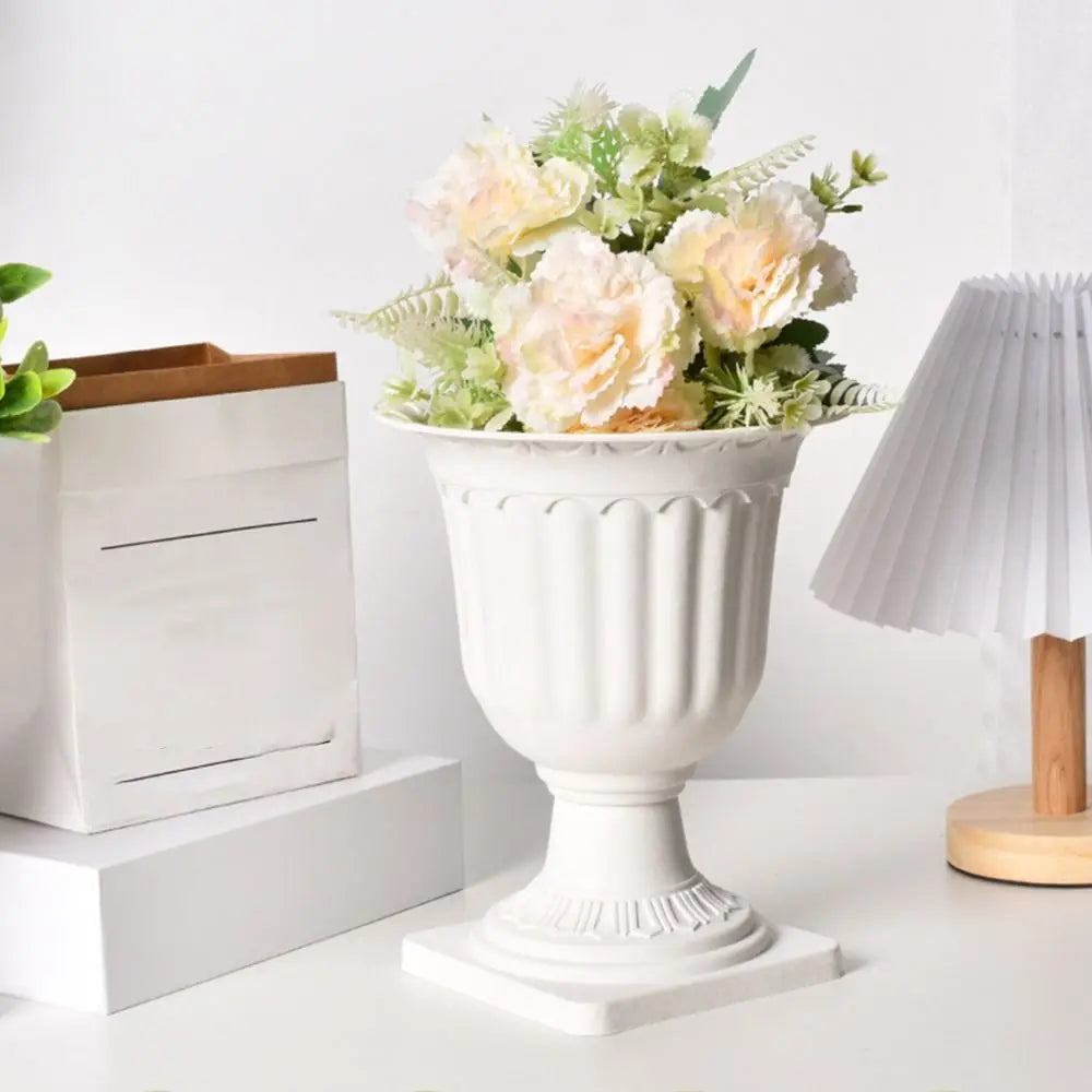 2pcs White Plastic Containers Flowerpot Roman Wedding