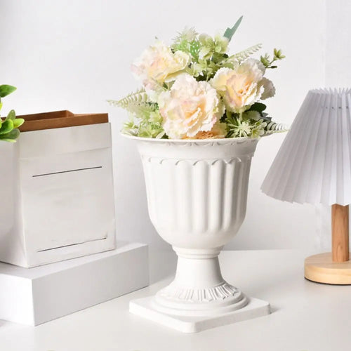 2pcs White Plastic Containers Flowerpot Roman Wedding