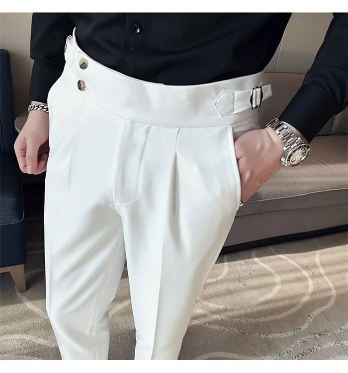 Men’s Slim Dress Pants – Adjustable Waist Business & Wedding Style