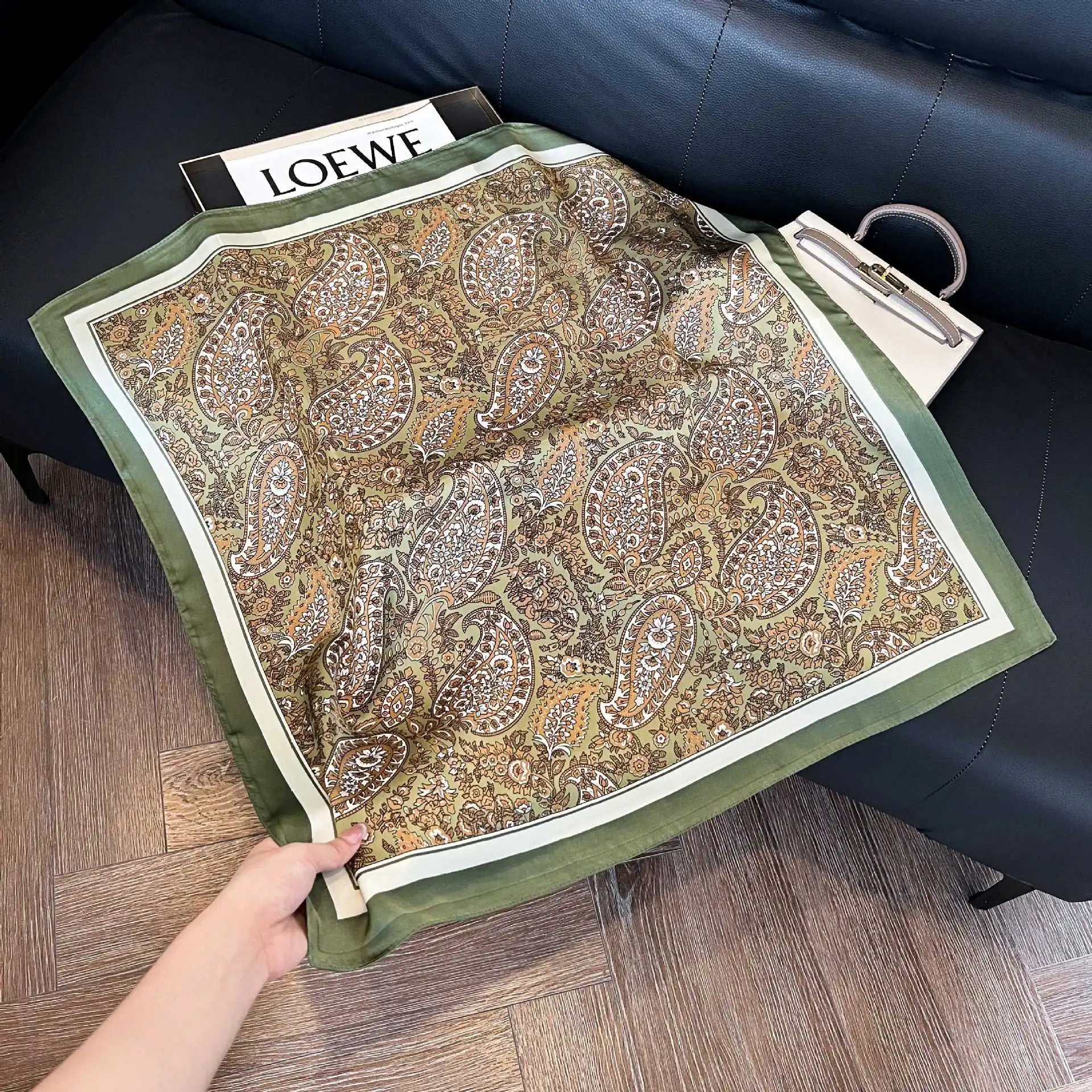 Luxury  Square Scarf Soft Satin For Women