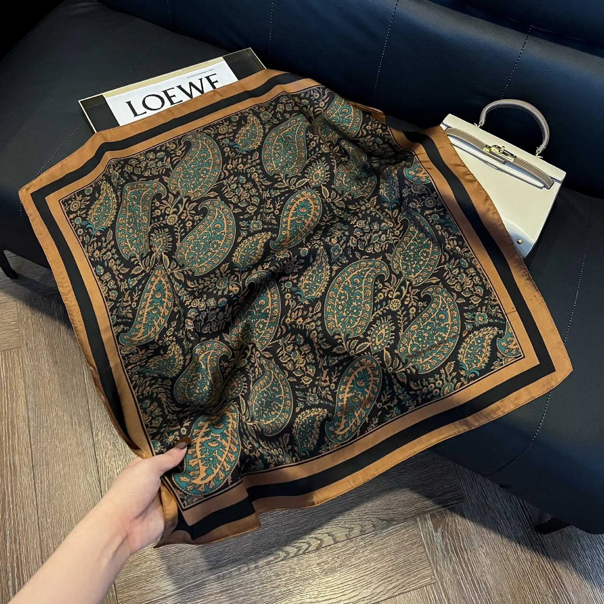 Luxury  Square Scarf Soft Satin For Women