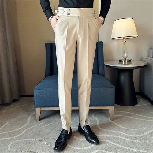 Men’s Slim Dress Pants – Adjustable Waist Business & Wedding Style