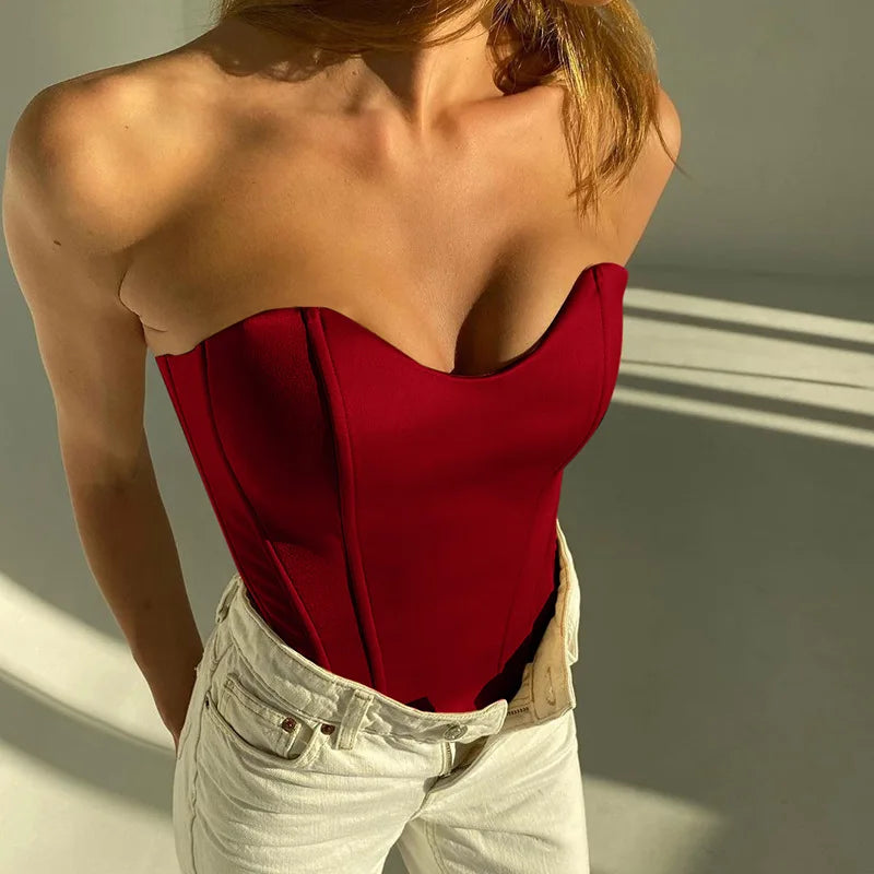 Elegant Slim Corset Cropped Top Strapless