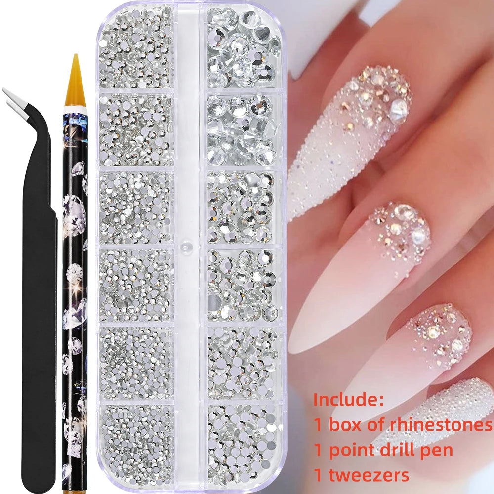 12Gird 3D Glass Crystal Nail Art