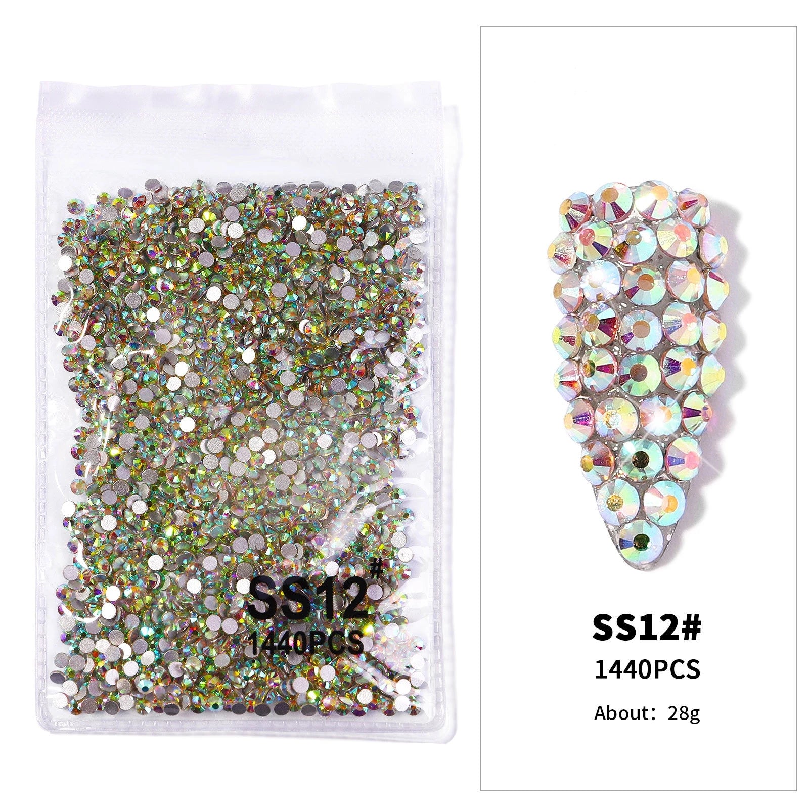 12Gird 3D Glass Crystal Nail Art