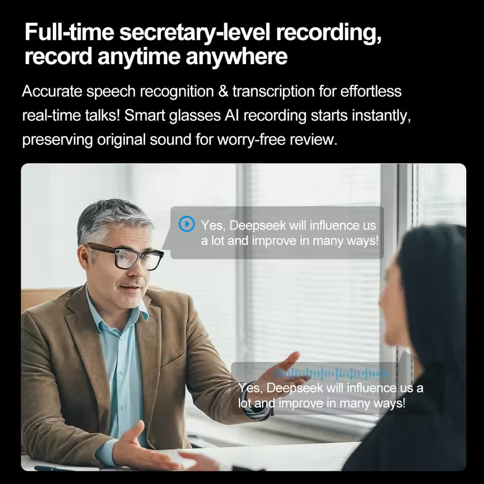 800W AI Camera Smart Glasses – Translation, Photo/Video, Waterproof, Calls, Color-Changing
