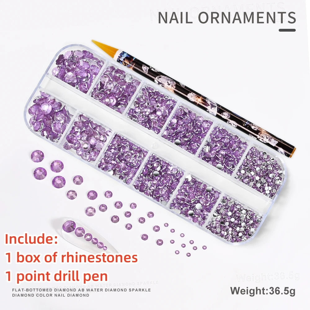 12Gird 3D Glass Crystal Nail Art