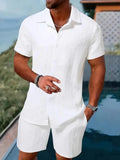 Men's casual daily outdoor travel solid color two-piece Set