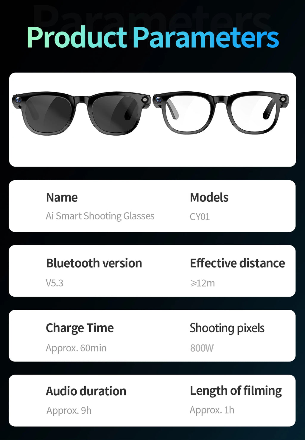 2-in-1 4K AI smart glasses with camera, calls, translation, and Bluetooth