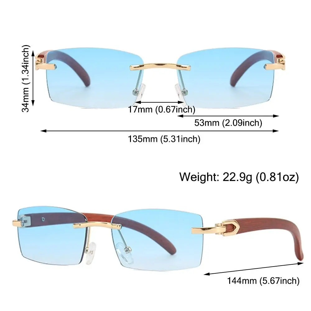 Trendy Rectangle  Rimless Punk Sunglasses UV400