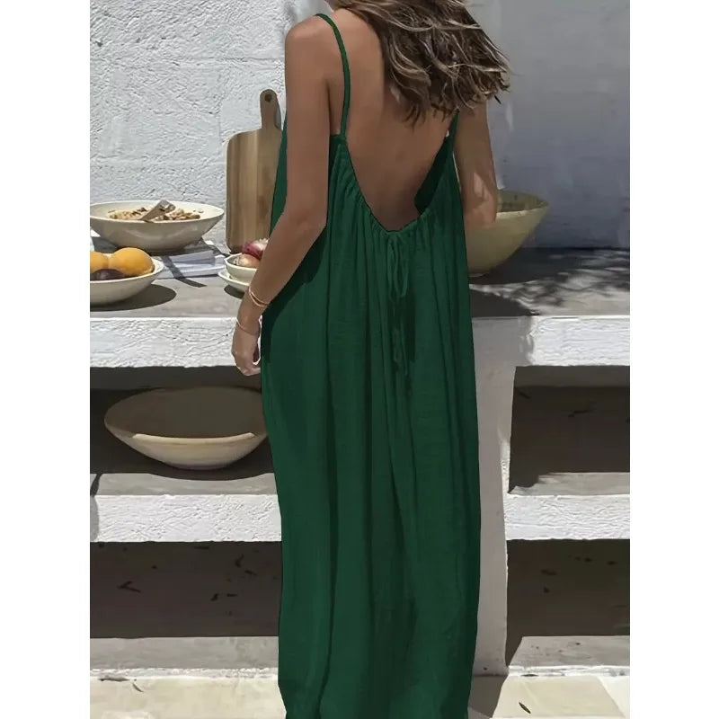 Women's Loose-Fit Spaghetti Strap Casual Summer Home Dress