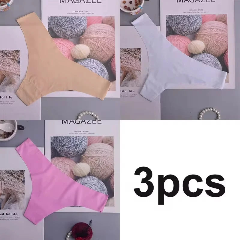 3PCS Women's Panties Ice Silk Underwear