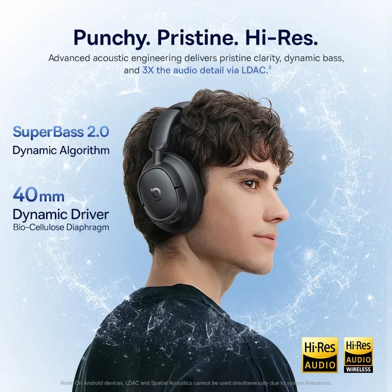 Baseus EH10 NC wireless headphones with adaptive noise canceling, Hi-Res audio, Bluetooth 6.0, and 80-hour battery.