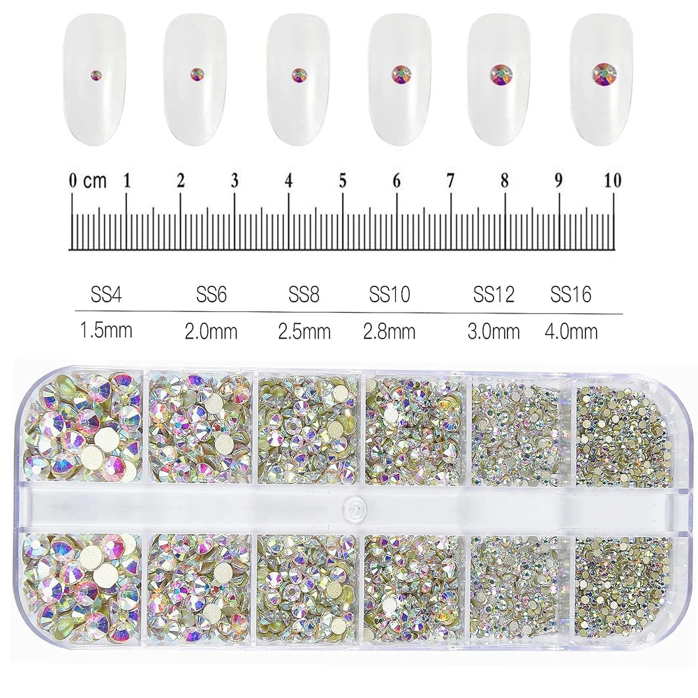 12Gird 3D Glass Crystal Nail Art