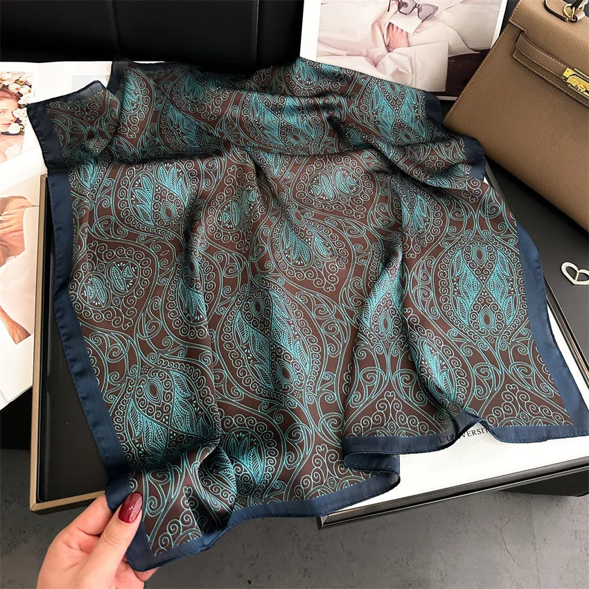 Luxury  Square Scarf Soft Satin For Women