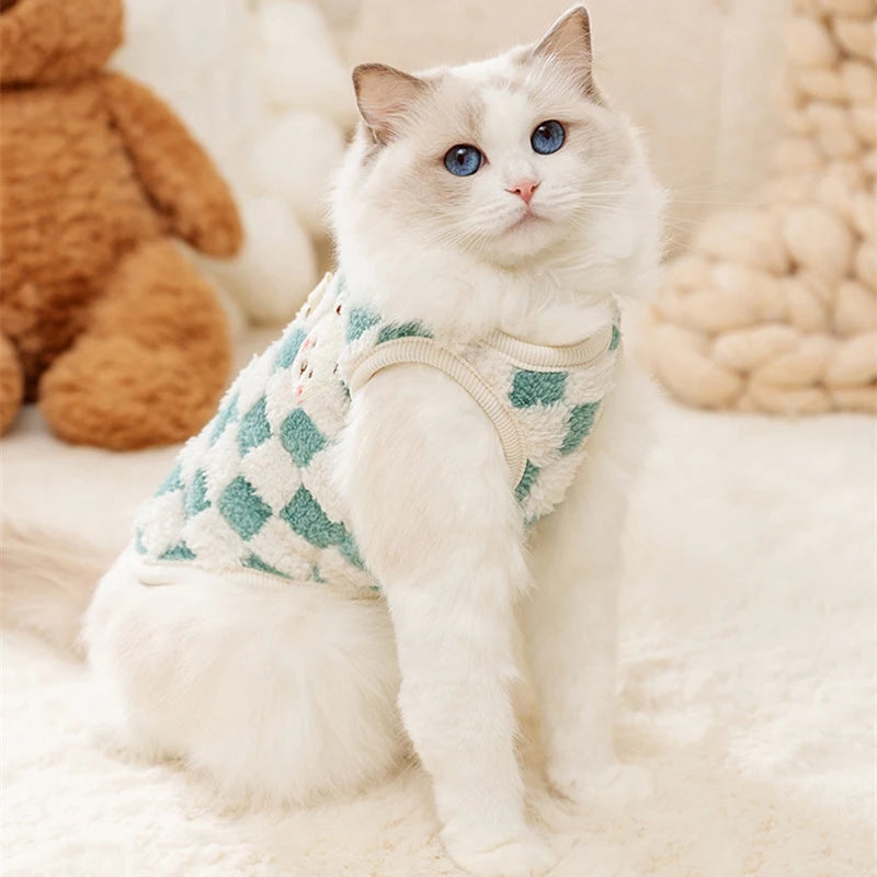 Winter Warm Cat Clothes Sweater with Buckle