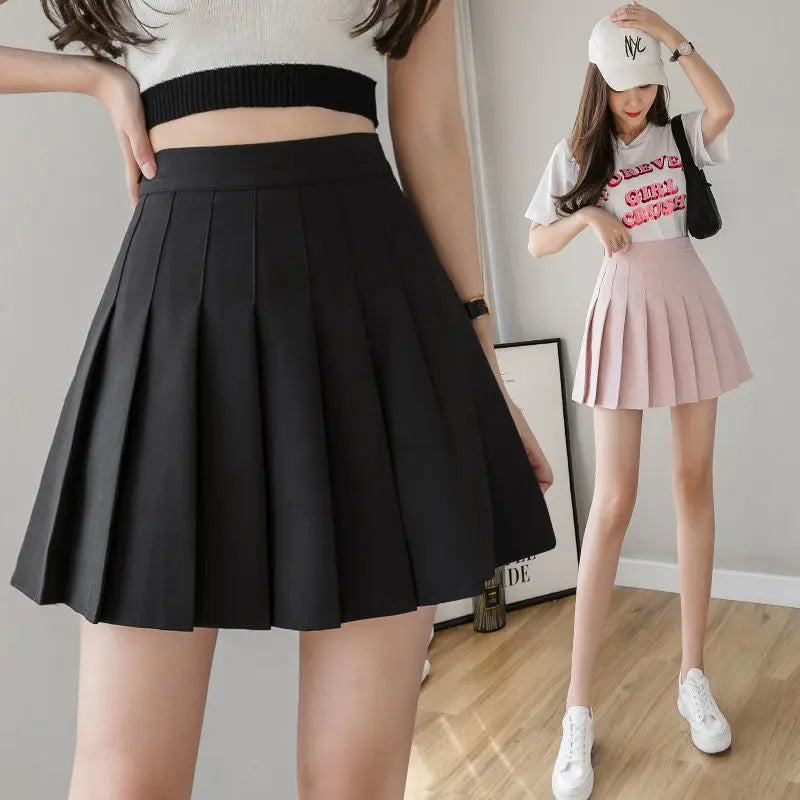 Kawaii Pink Plaid Pleated Mini Skirt (High-Waist Japanese School Style)