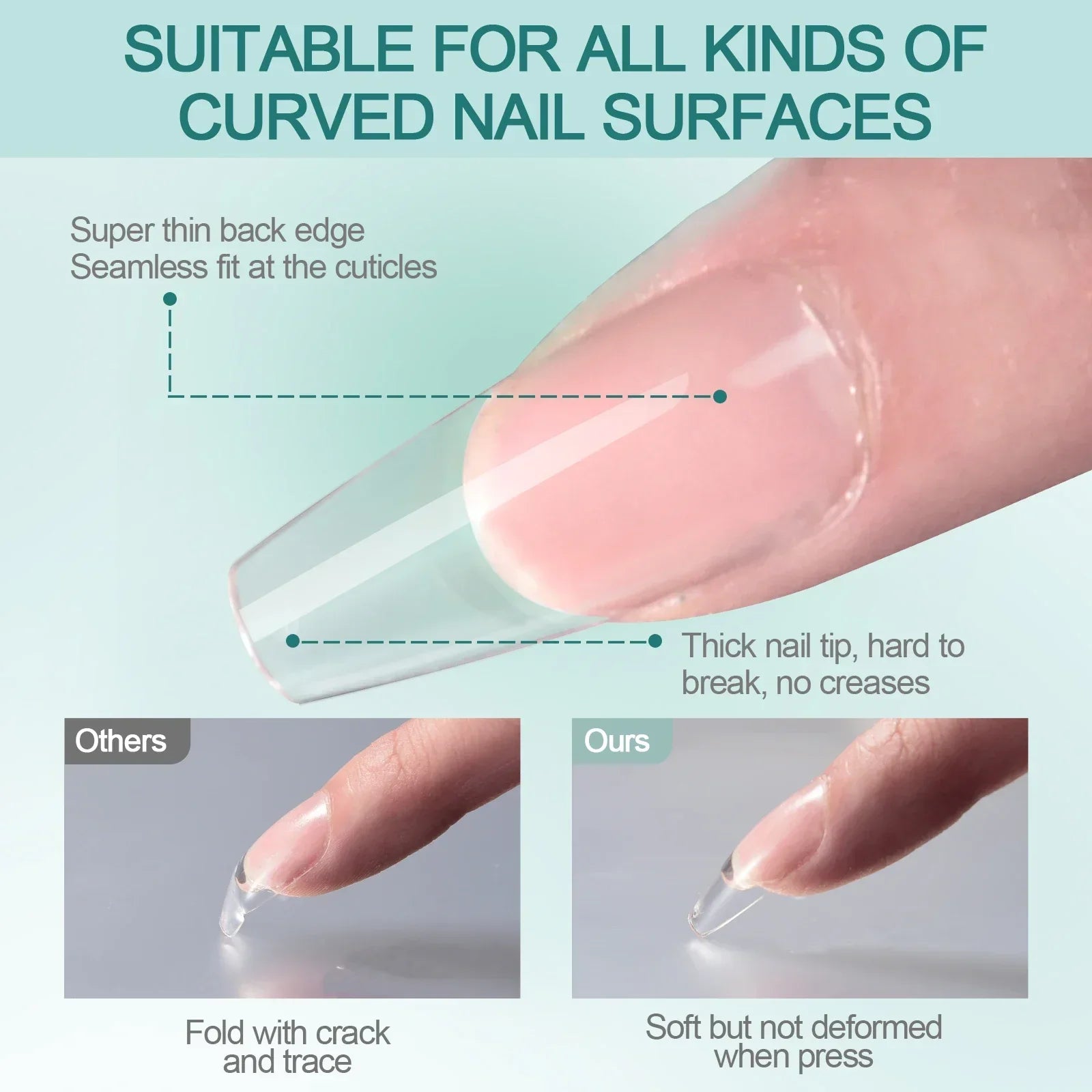 Nailpop 120pcs/box Gel X Nail Tips Medium Short Almond Shape