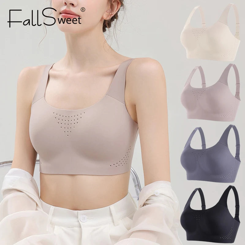 FallSweet Plus Size Wireless Sports Bra – Shockproof Thin Cup Bralette