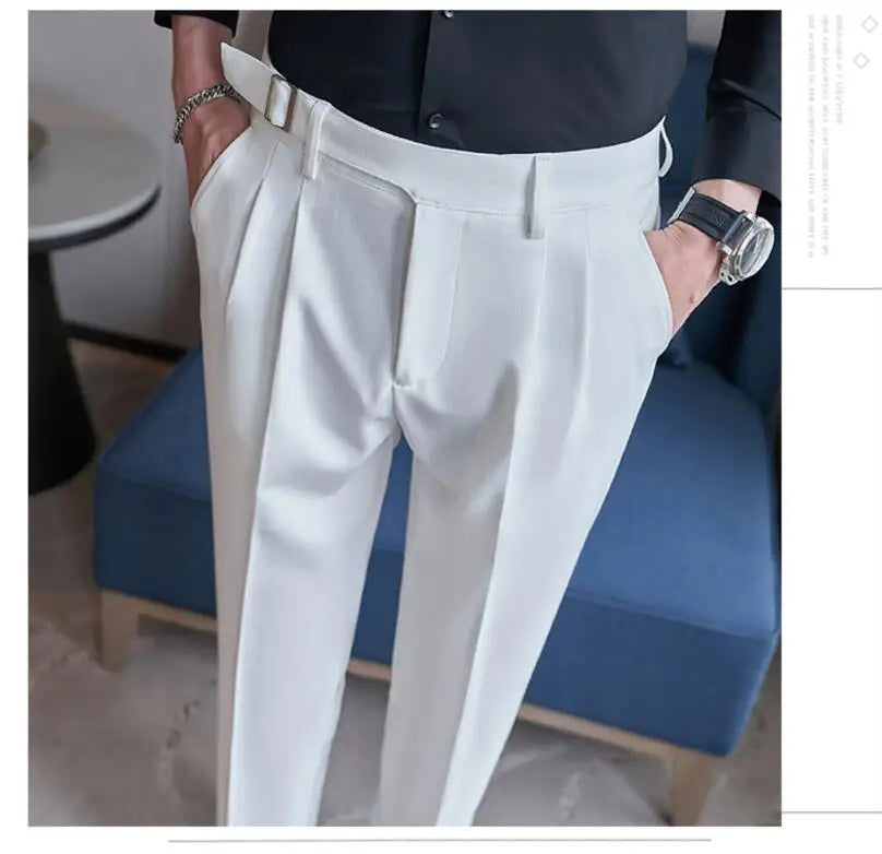 Men’s Slim Dress Pants – Adjustable Waist Business & Wedding Style