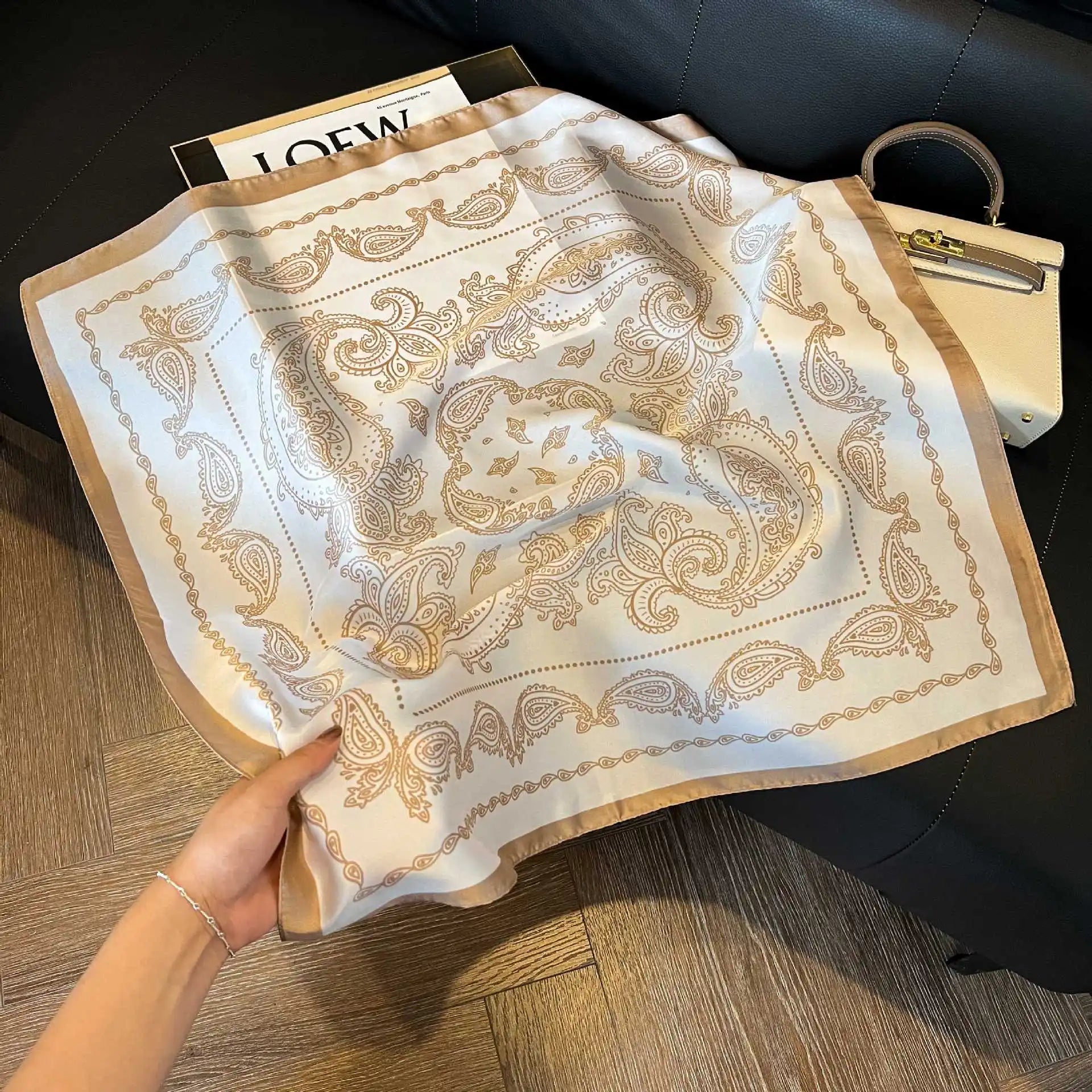 Luxury  Square Scarf Soft Satin For Women