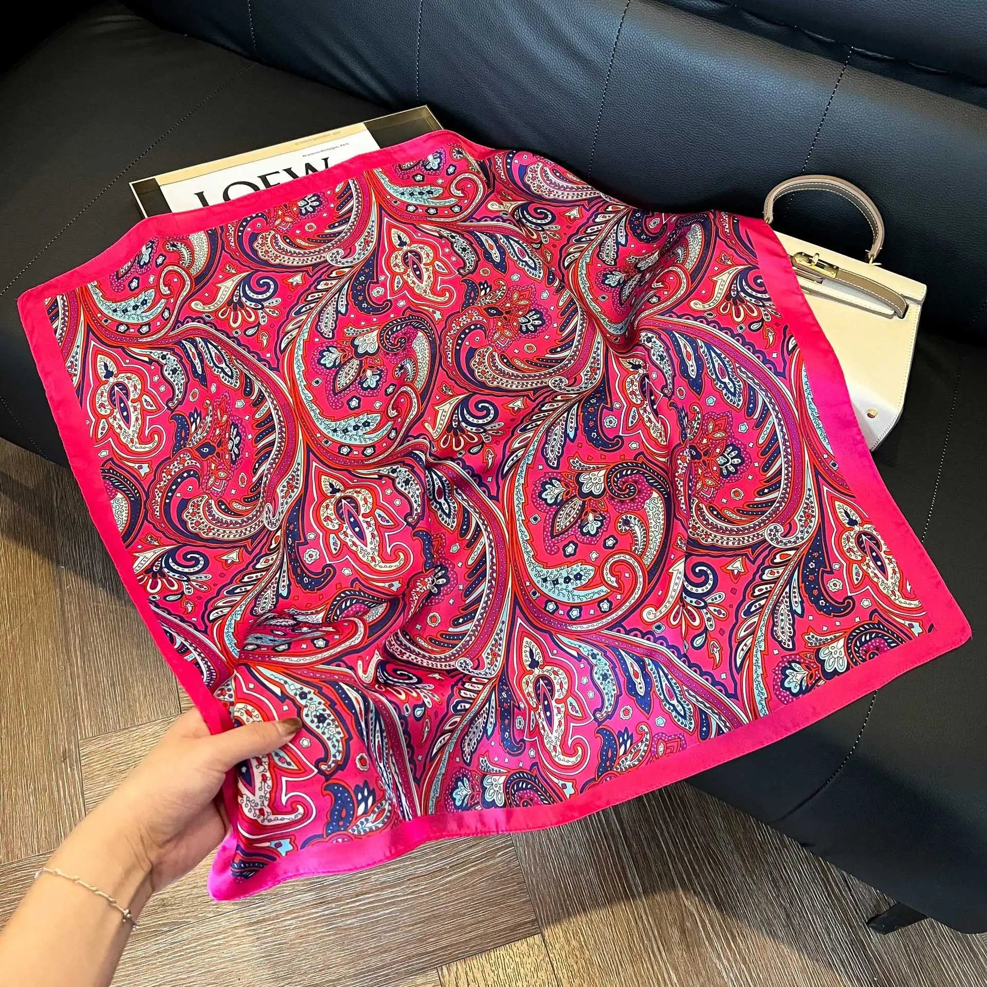 Luxury  Square Scarf Soft Satin For Women