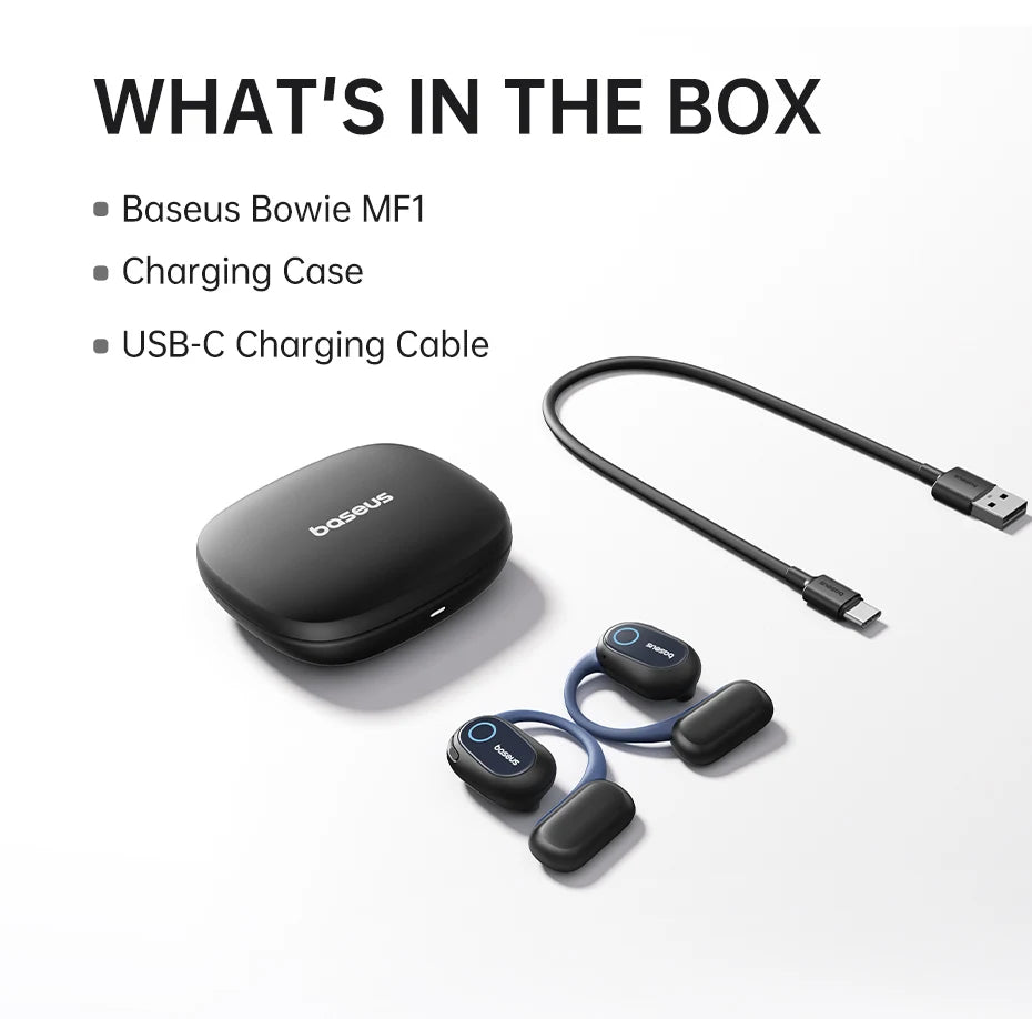 Baseus Bowie MF1 / Eli 15i Fit Open-Ear Wireless Earphones – Bluetooth 5.4, Earhooks, 60H Playtime