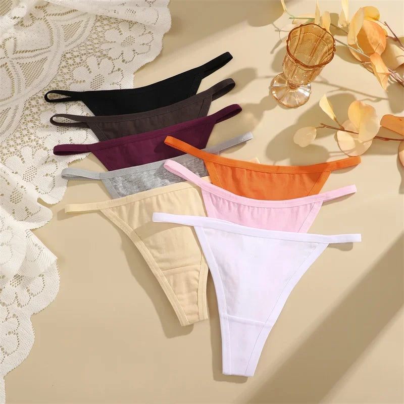 5-Pack Women’s Cotton Thong Panties – Low Waist Breathable Lingerie