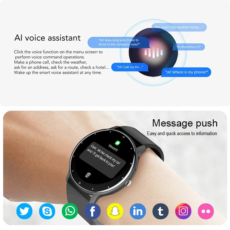 LIGE Smartwatch – Full Touch, Bluetooth Call, Waterproof Fitness Tracker for Android & iOS