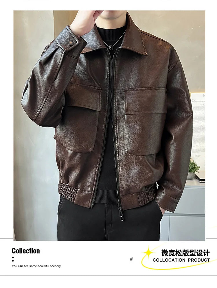 Men’s PU Leather Motorcycle Jacket