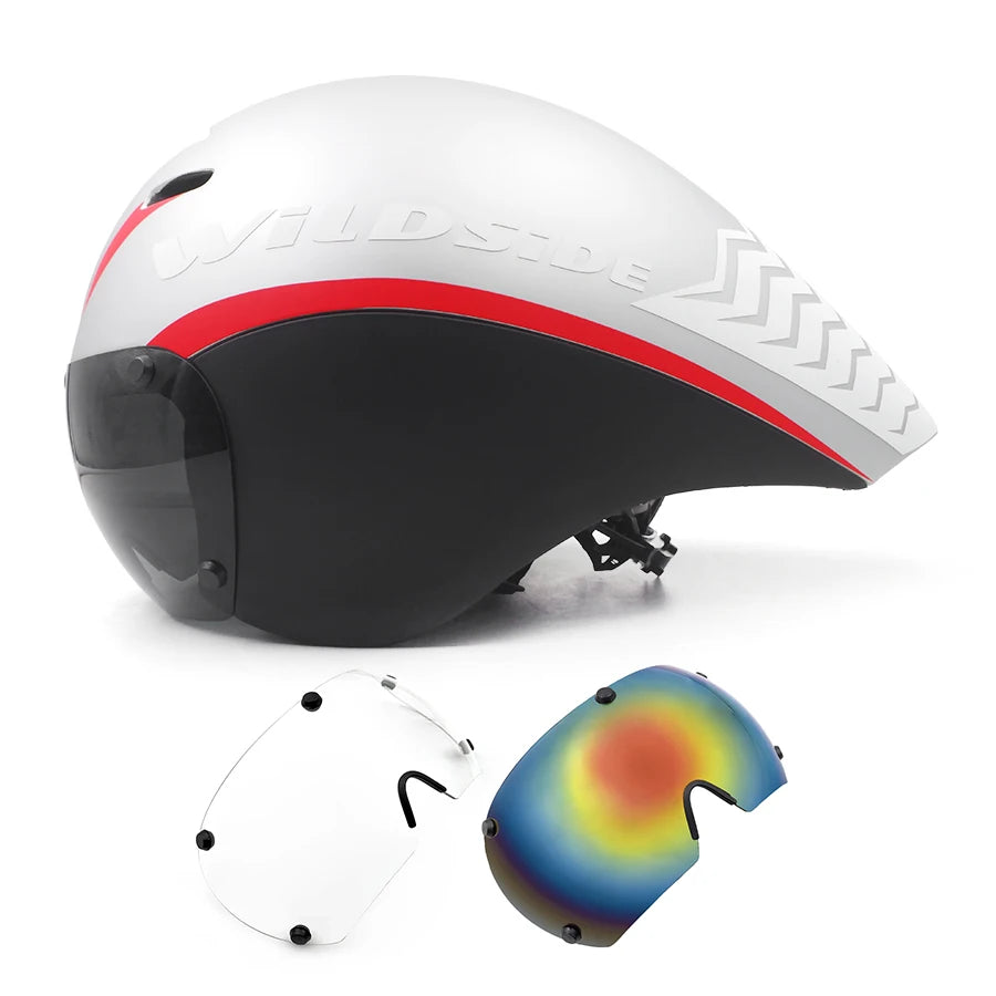 TT Cycling Aero Helmet with Integrated Lens – Triathlon & Time Trial Road Bike Helmet