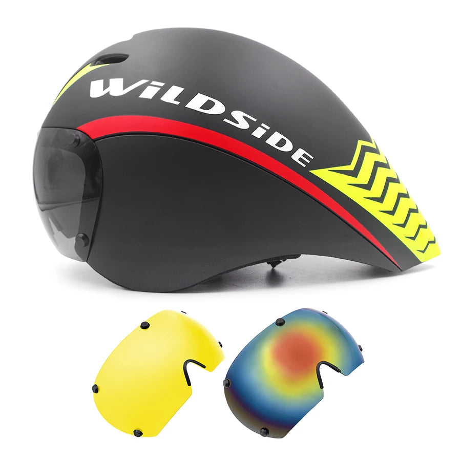 TT Cycling Aero Helmet with Integrated Lens – Triathlon & Time Trial Road Bike Helmet