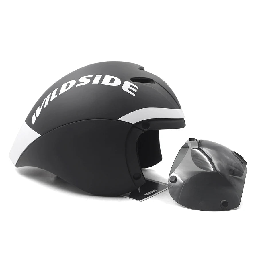 TT Cycling Aero Helmet with Integrated Lens – Triathlon & Time Trial Road Bike Helmet