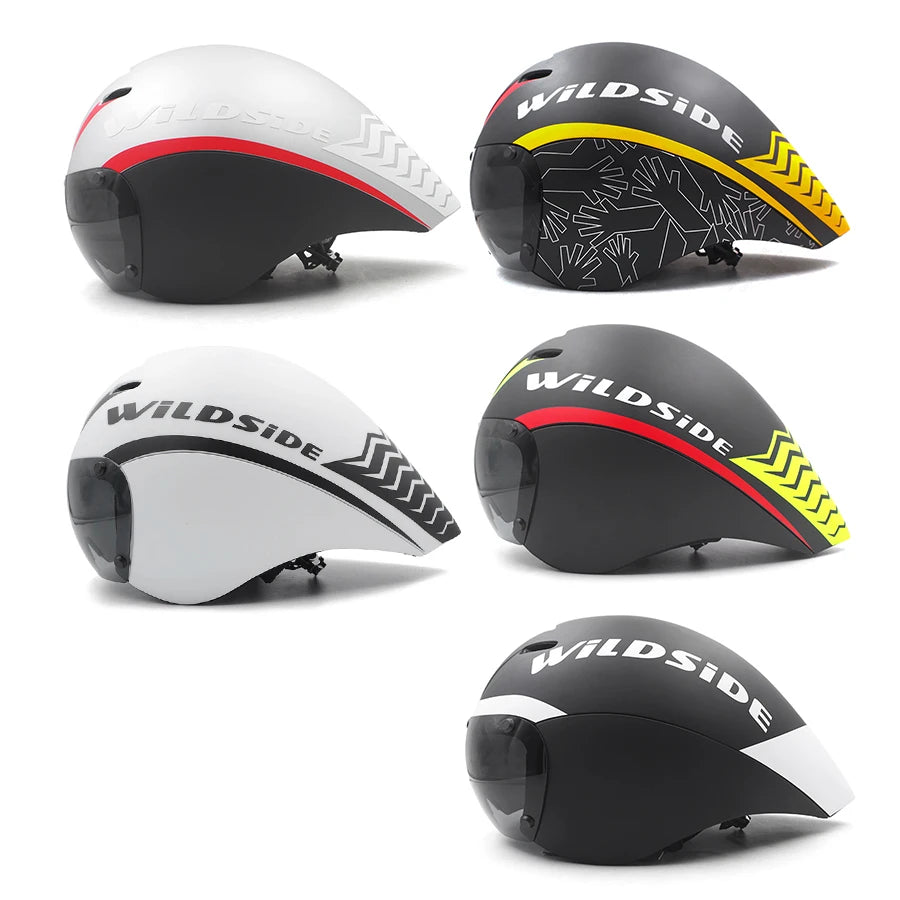 TT Cycling Aero Helmet with Integrated Lens – Triathlon & Time Trial Road Bike Helmet