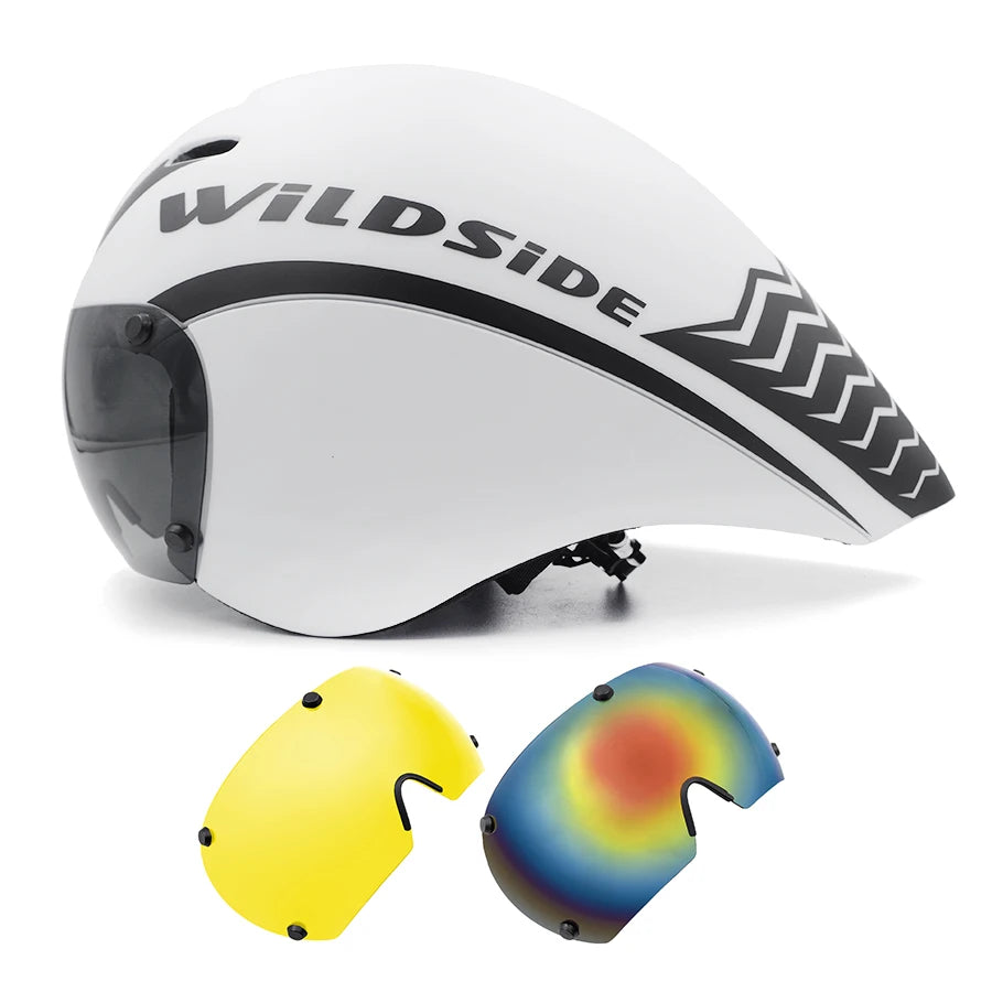 TT Cycling Aero Helmet with Integrated Lens – Triathlon & Time Trial Road Bike Helmet
