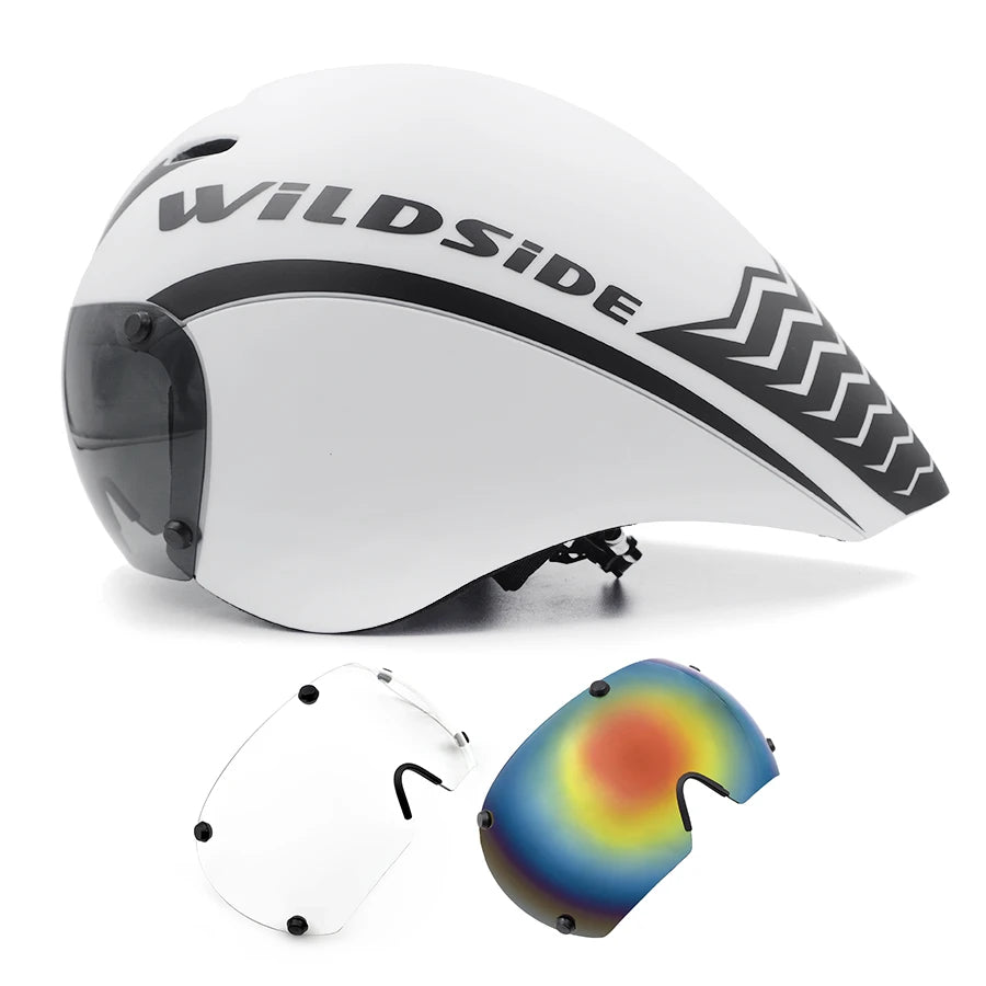 TT Cycling Aero Helmet with Integrated Lens – Triathlon & Time Trial Road Bike Helmet