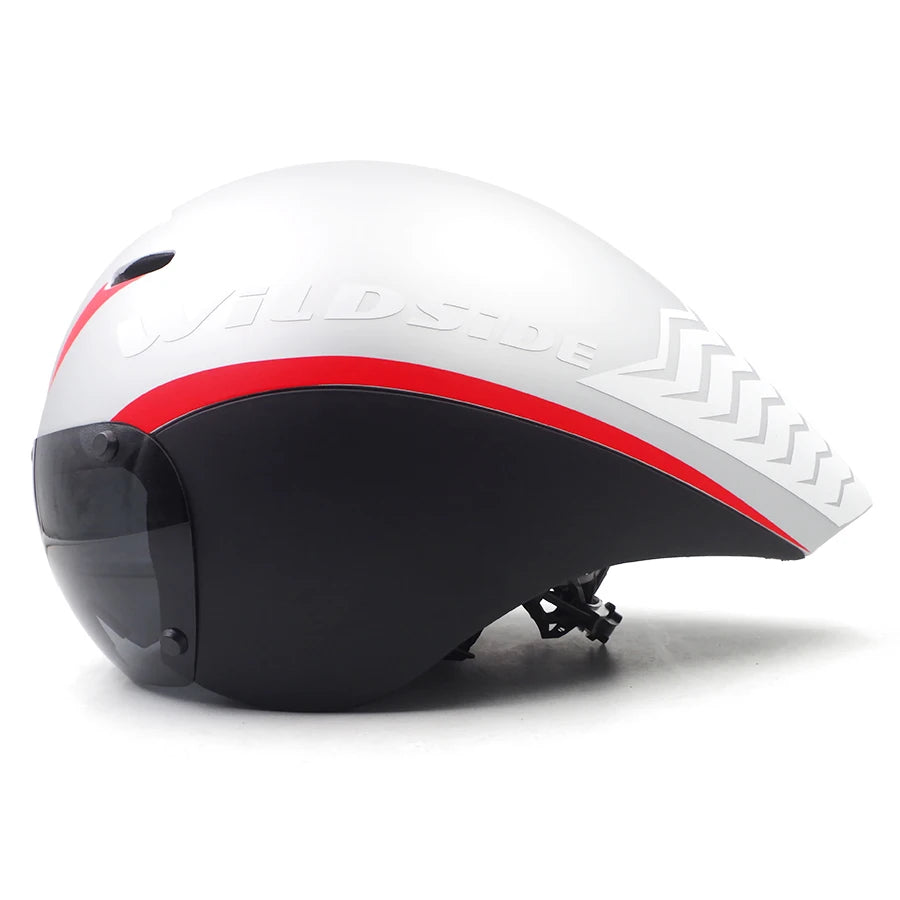 TT Cycling Aero Helmet with Integrated Lens – Triathlon & Time Trial Road Bike Helmet