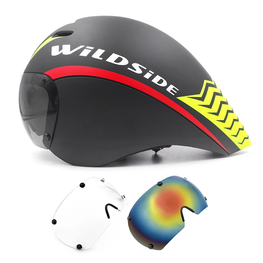 TT Cycling Aero Helmet with Integrated Lens – Triathlon & Time Trial Road Bike Helmet