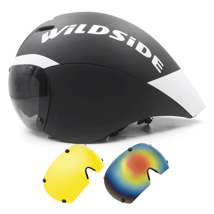 TT Cycling Aero Helmet with Integrated Lens – Triathlon & Time Trial Road Bike Helmet