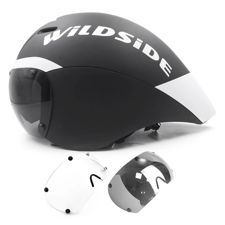 TT Cycling Aero Helmet with Integrated Lens – Triathlon & Time Trial Road Bike Helmet