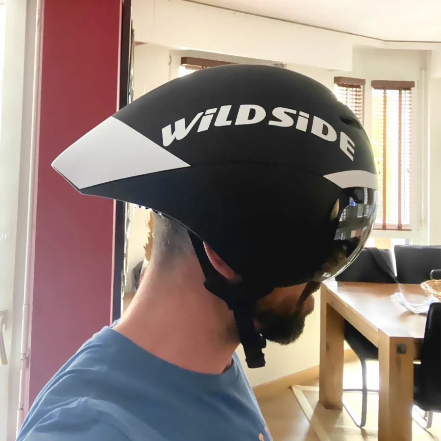 TT Cycling Aero Helmet with Integrated Lens – Triathlon & Time Trial Road Bike Helmet